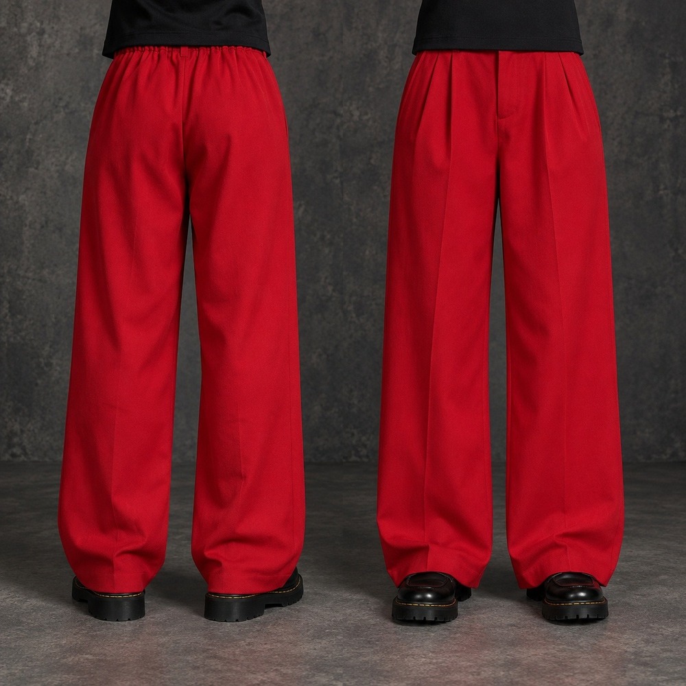 22x32 Women's Red Pleated Baggy Wide Leg Dress Pants Y2K